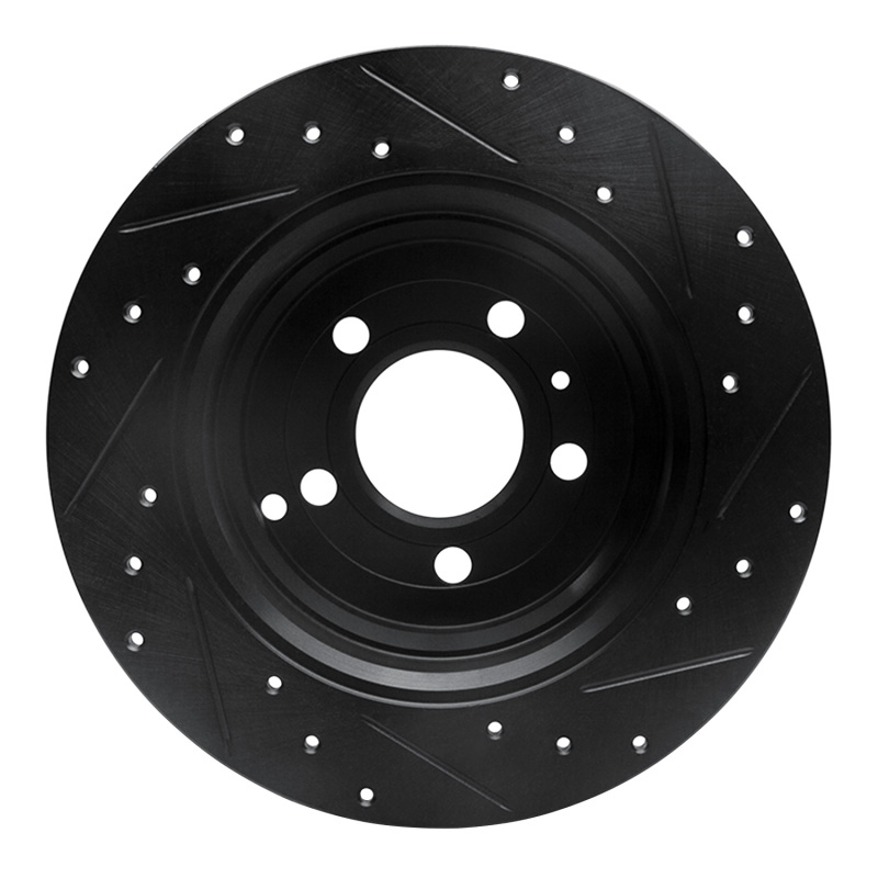 Volvo S70 Brake Rotor (1) - Rear Left - R1 Concepts - Drilled & Slotted - Black - `96-`04